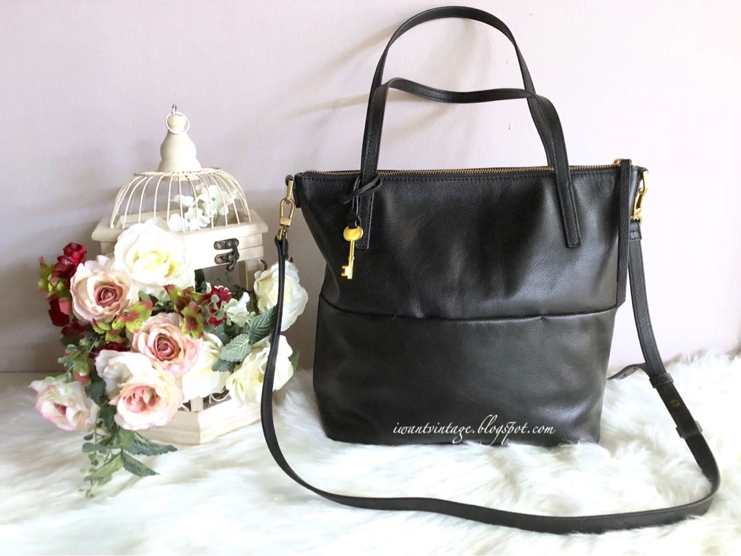 Fossil Evelyn Medium Tote Black Luxury Bags Wallets on Carousell