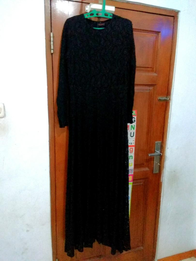 Gamis Brokat Abaya Kaftan Syari Hitam Big Size Jumbo Fesyen Wanita Pakaian Wanita Gaun Rok Di Carousell