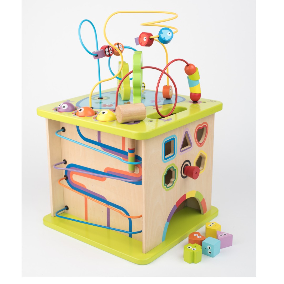 hape wooden activity cube