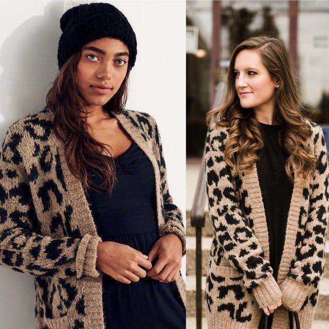 Leopard hotsell cardigan hollister