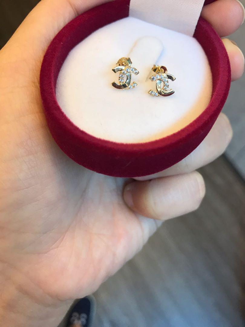 Chanel cubic zirconia earrings discount