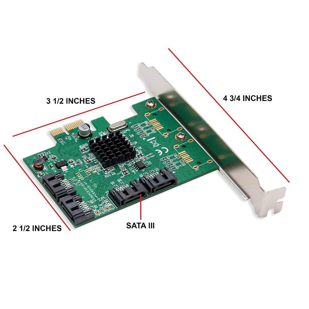 I/O Crest 4 Port SATA III PCI-e 2.0 x1 Controller Card Marvell 9215 Non ...