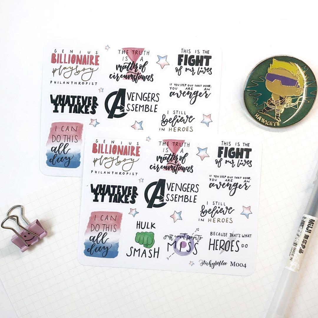 M004 Mcu Avengers Assemble Quotes Stickers Books Stationery Stationery On Carousell