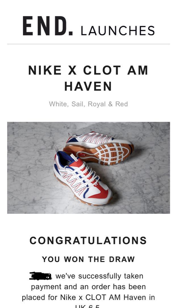 NIKE X CLOT AM HAVEN WHITE, SAIL, ROYAL & RED, Men's Fashion Nike x CLOT Air Max Haven Men's Shoe. Nike SG