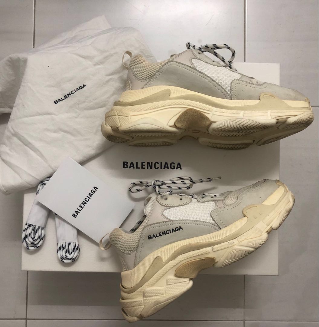 Balenciaga Triple S Distressed Leather And Mesh Trainers In Blackwhite   ModeSens