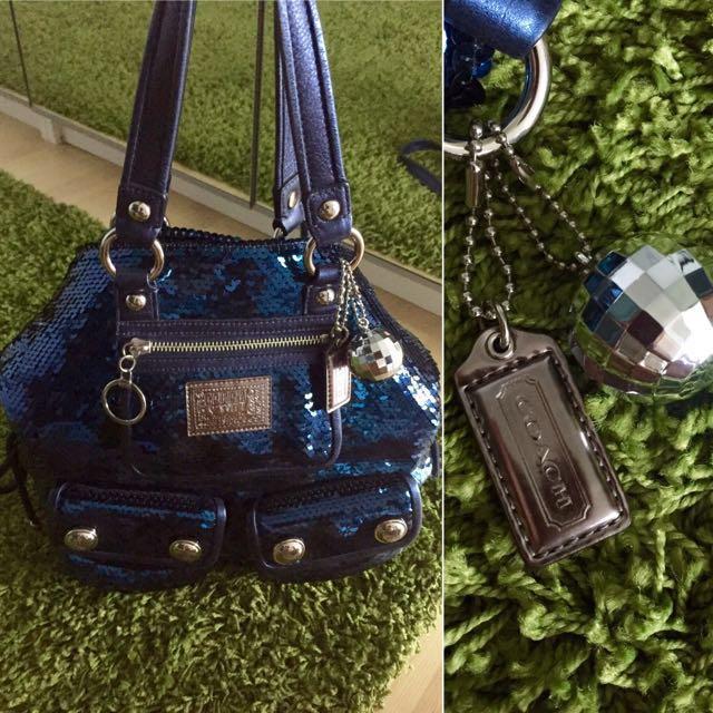 My new coach bag!!! Blue sequin poppy bag that i purchased for a steal... |  TikTok