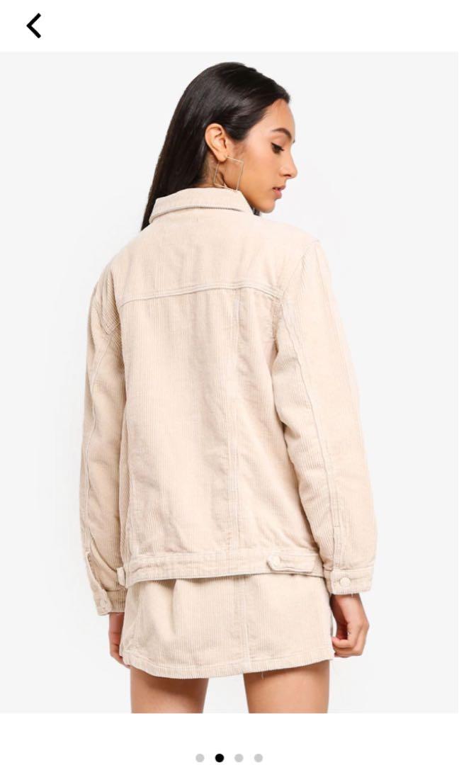Supre Longline Corduroy Jacket in Cream