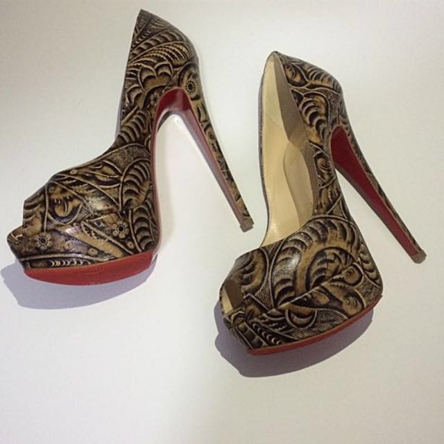 Sz 34 Christian Louboutin Lady Peep 150mm SantaFe Luxury