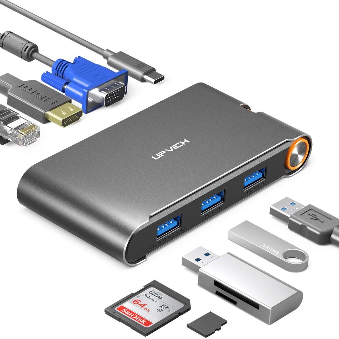 Upvich Usb C Hub 7 In 1 Usb C Adapter Laptop Docking Station 4k Usb C To Hdmi Ethernet Power Delivery 100w Vga 3 Usb 3 0 Ports Thunderbolt 3 Usb C Dock Compatible With Macbook Pro Lenovo Samsung Dex Electronics Others On Carousell