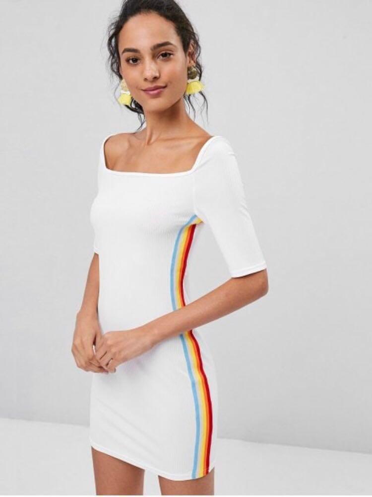rainbow bodycon dress