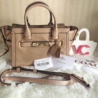 COACH Rose Gold Pebble Leather Satchel