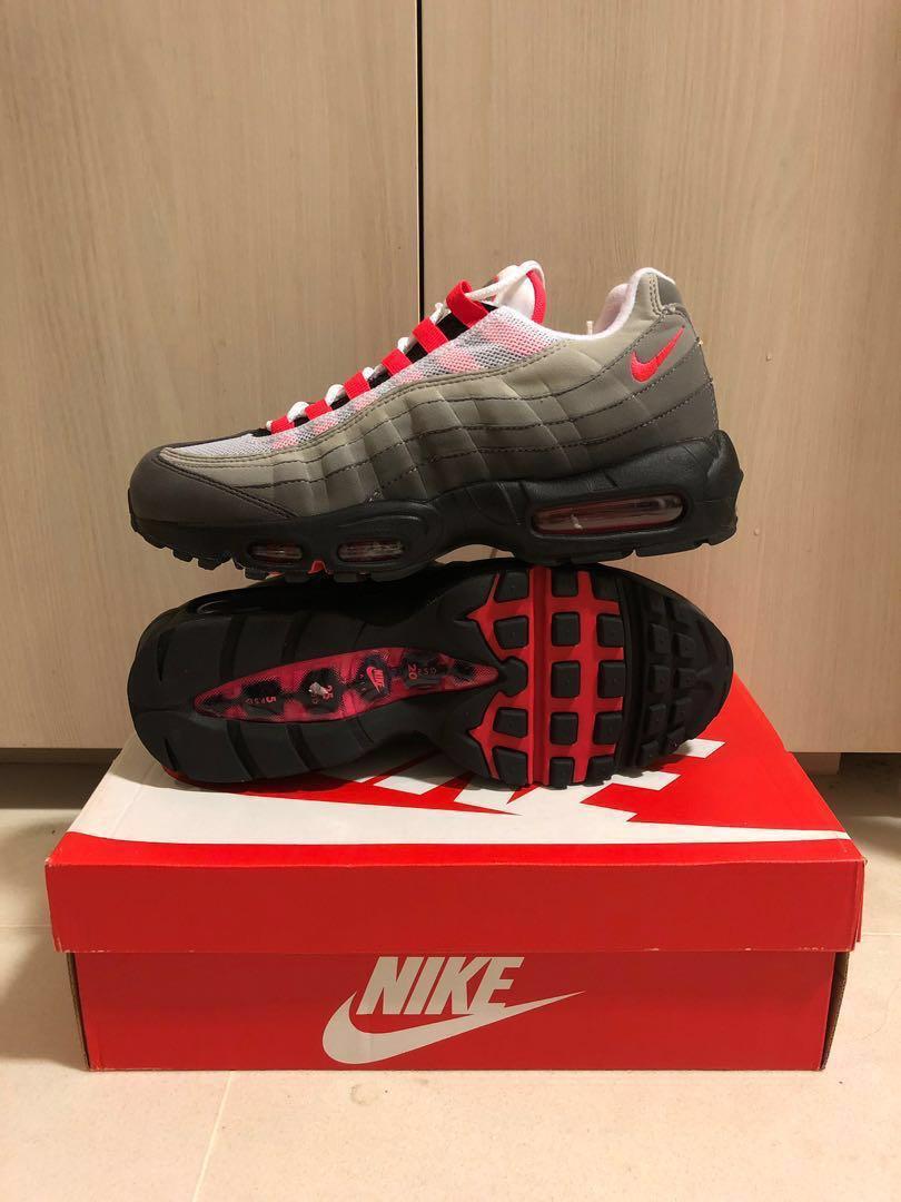 Nike air max 95 - men's white/solar top red/granite/dust