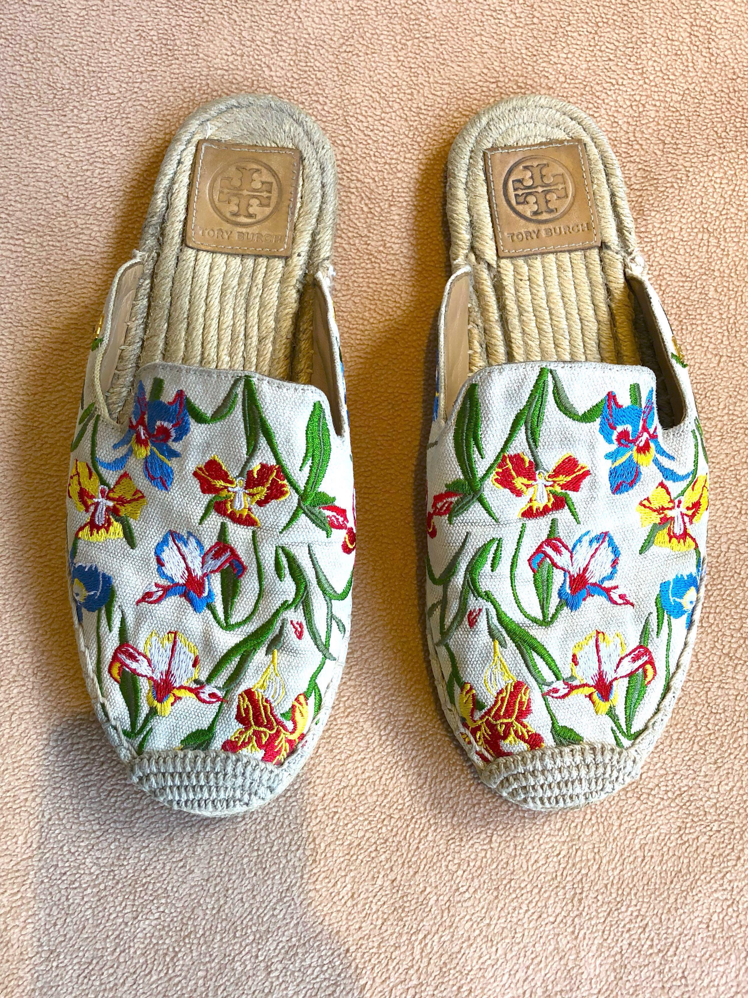 AUTH TORY BURCH Embroidered Espadrille 