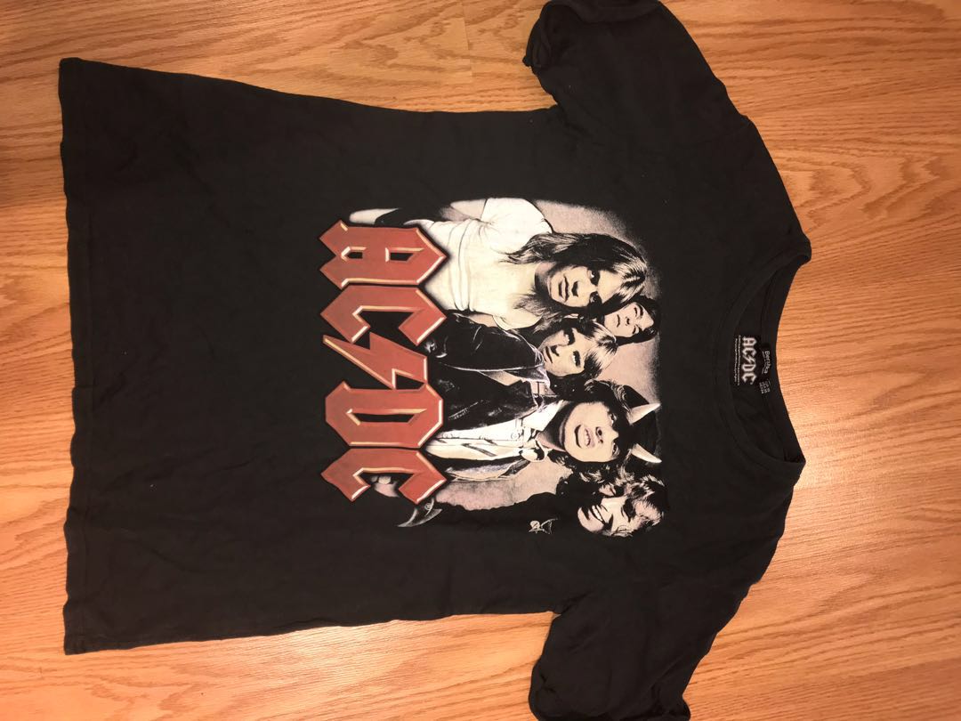 Bershka Ac Dc Oversized Band Tee Women S Fashion Clothes Tops On Carousell
