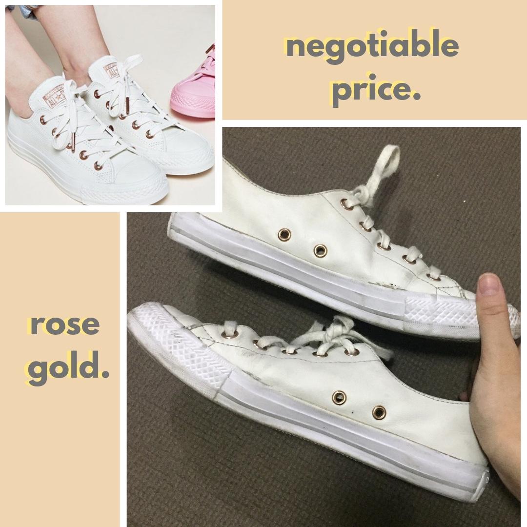 Office rose top gold converse