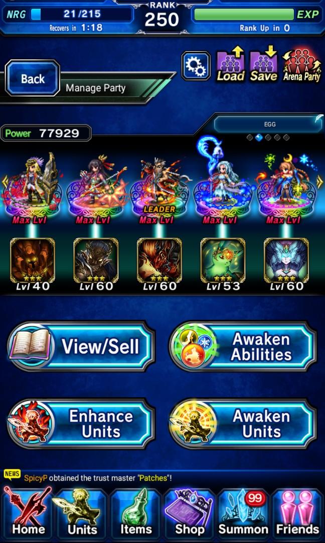 Ffbe Account Rank 250 58 Of 7 Stars Google Account