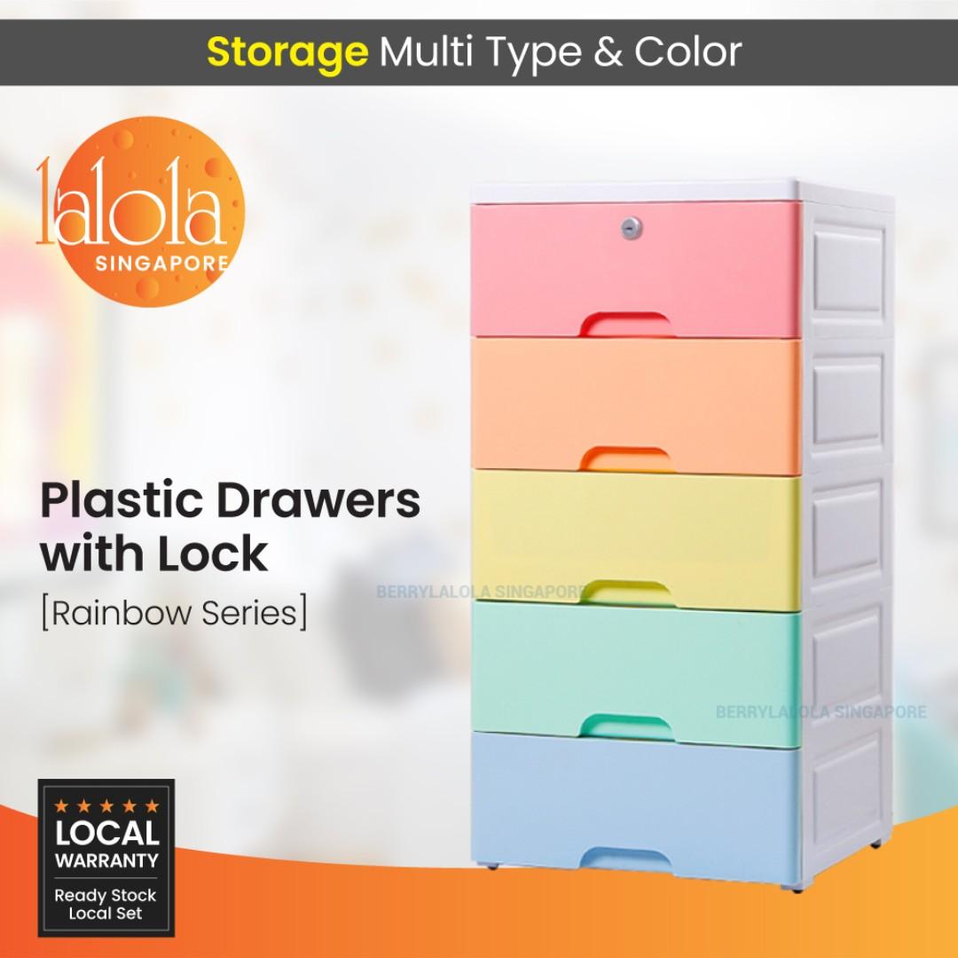 Free Delivery Drawers With Lock Rainbow 5 Tier Storage