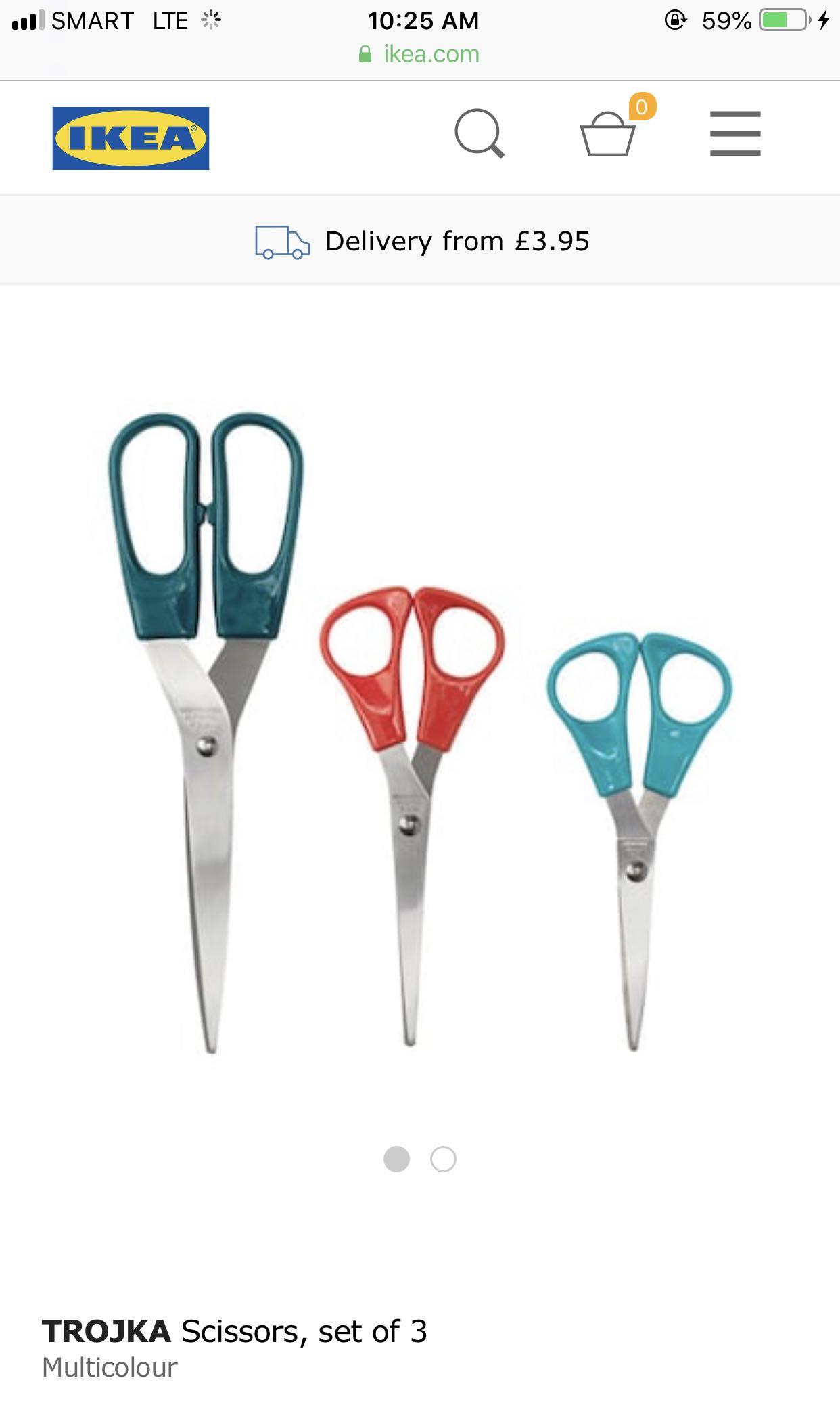 Ikea Trojan Scissors (Category: Knives & Chopping Boards) located in Rodriguez. Submitted by she_finds (Listing ID 228145987, Image 1). Description: Set of 3 ikea.