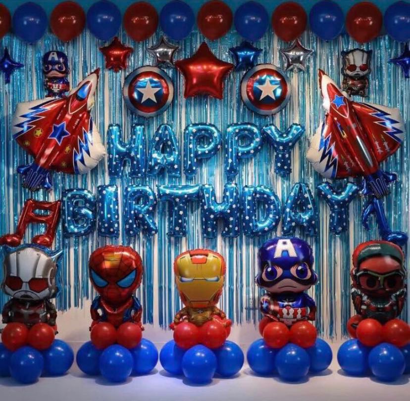 In Stock Happy Birthday Party Decoration Set Avengers Captain America Ironman Babies Kids Toys Walkers On Carousell