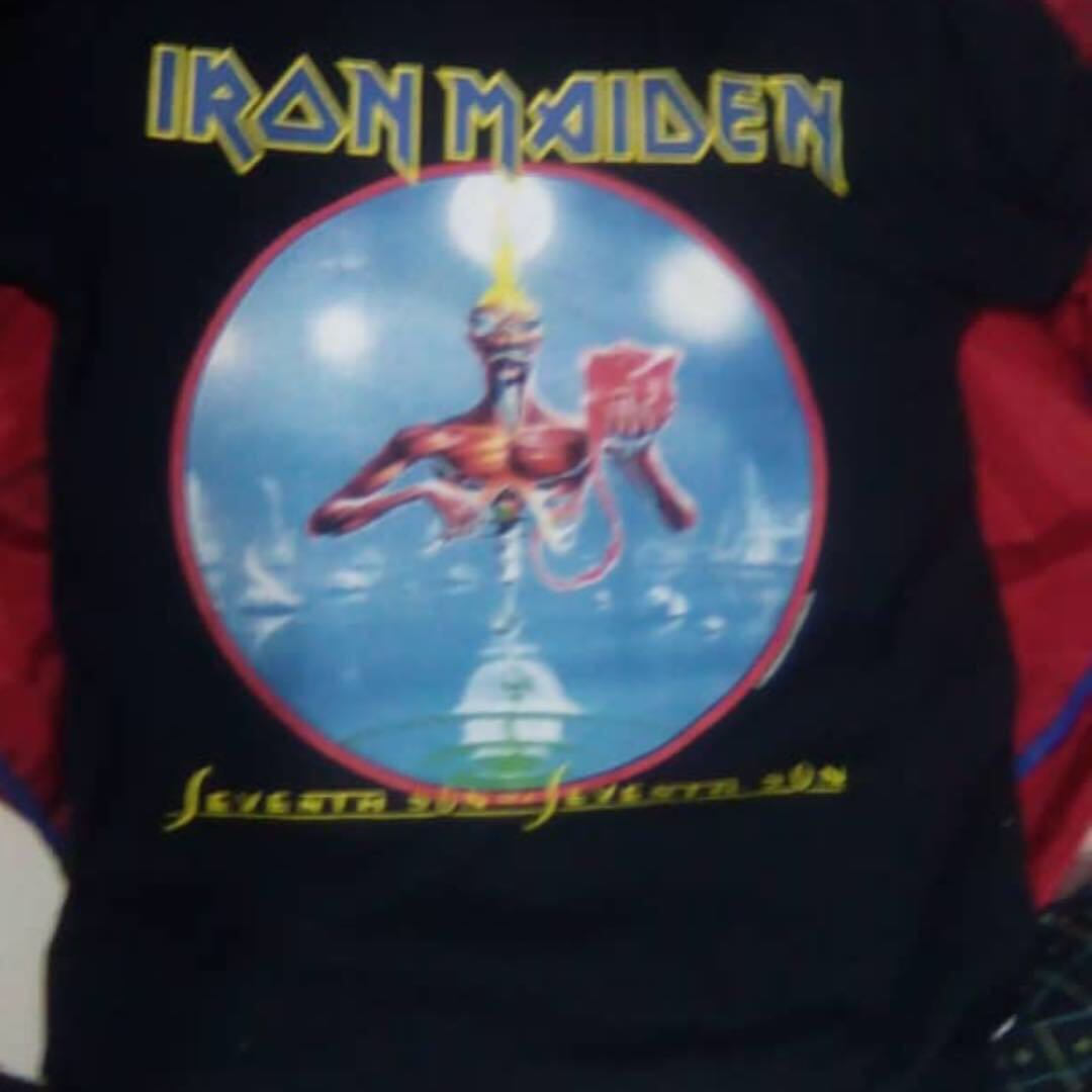 Official Iron Maiden Beanie Hat – Seventh Son Band Logo, Black Cotton Jersey, One Size