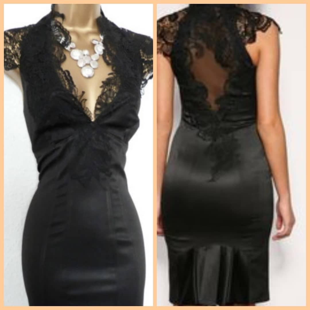 karen millen black satin dress