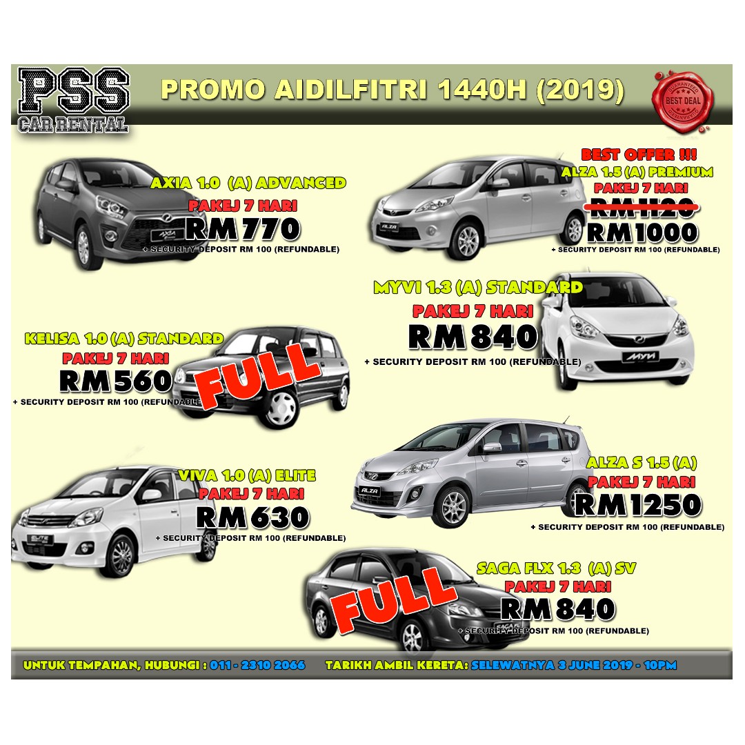 Kereta Sewa Shah Alam Pakej Raya Bajet 2019 Cars Vehicle Rentals On Carousell