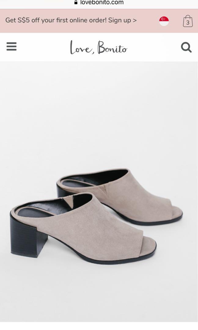 open toe heeled mules