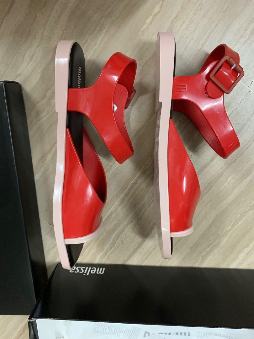 Red colour sandal on sale