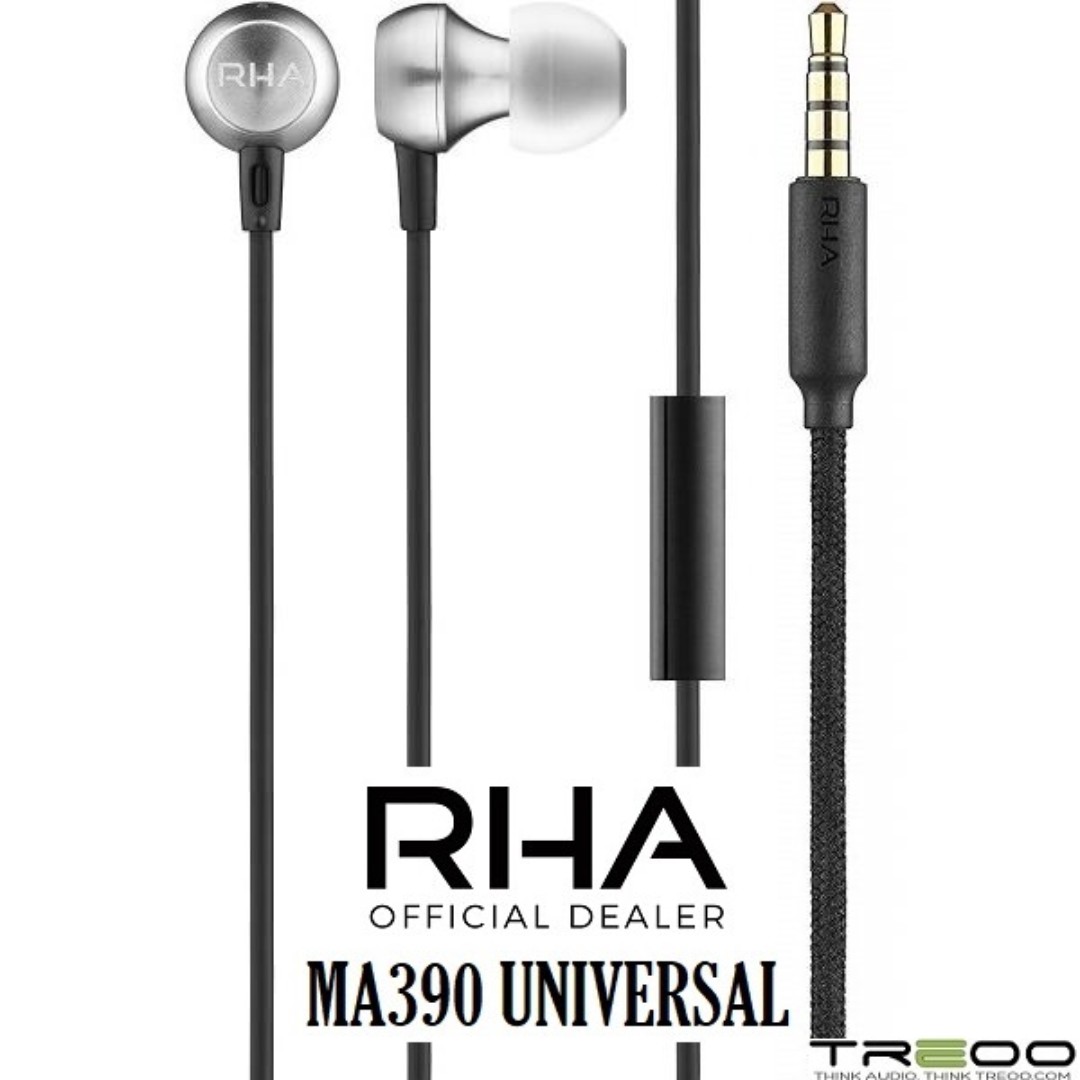 rha universal noise isolating ear headphones with universal remote and microphone