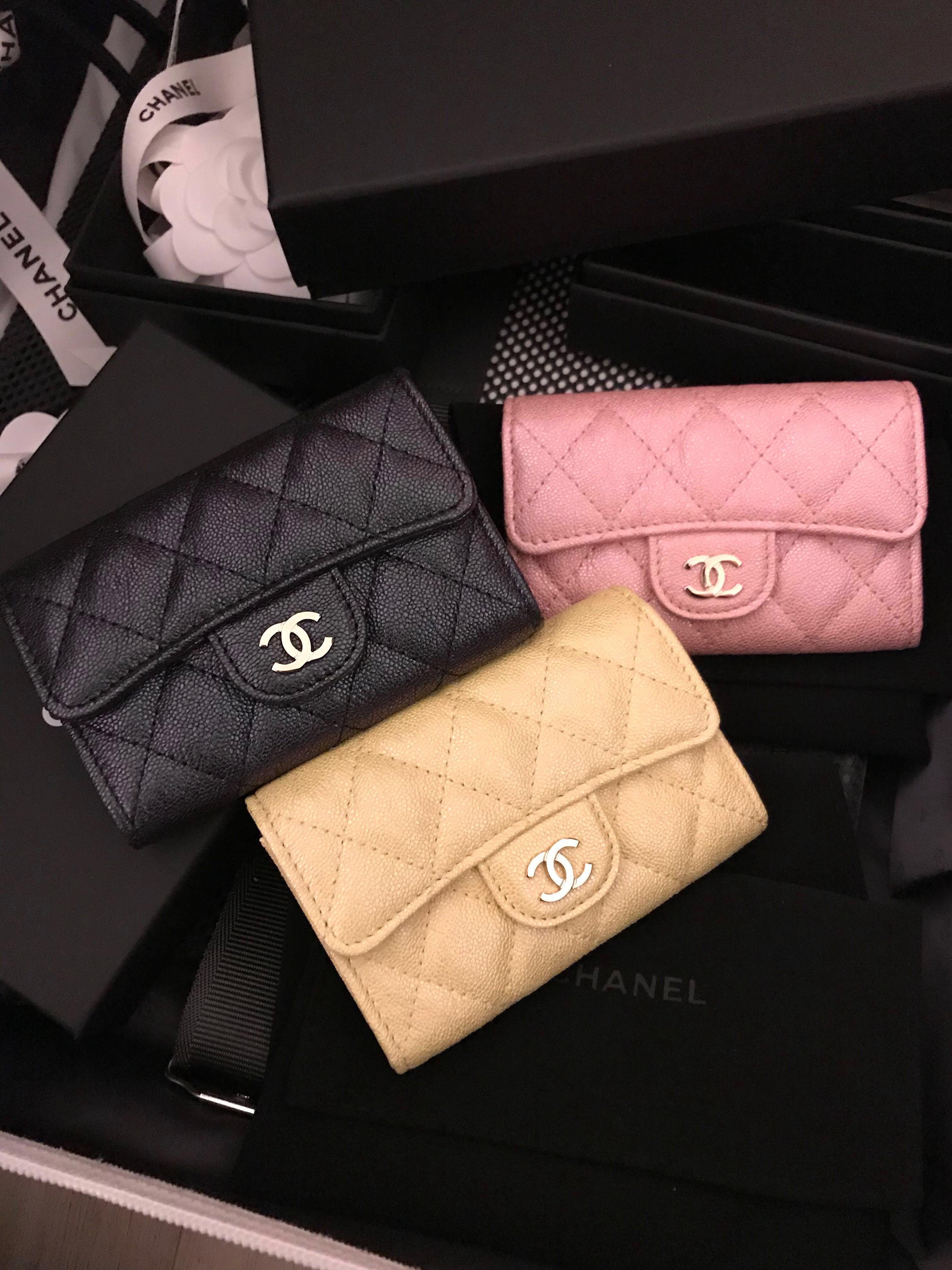 Lambskin  GoldTone Metal Pink Classic Card Holder  CHANEL  Chanel card  holder Prom clutch bags Chanel wallet