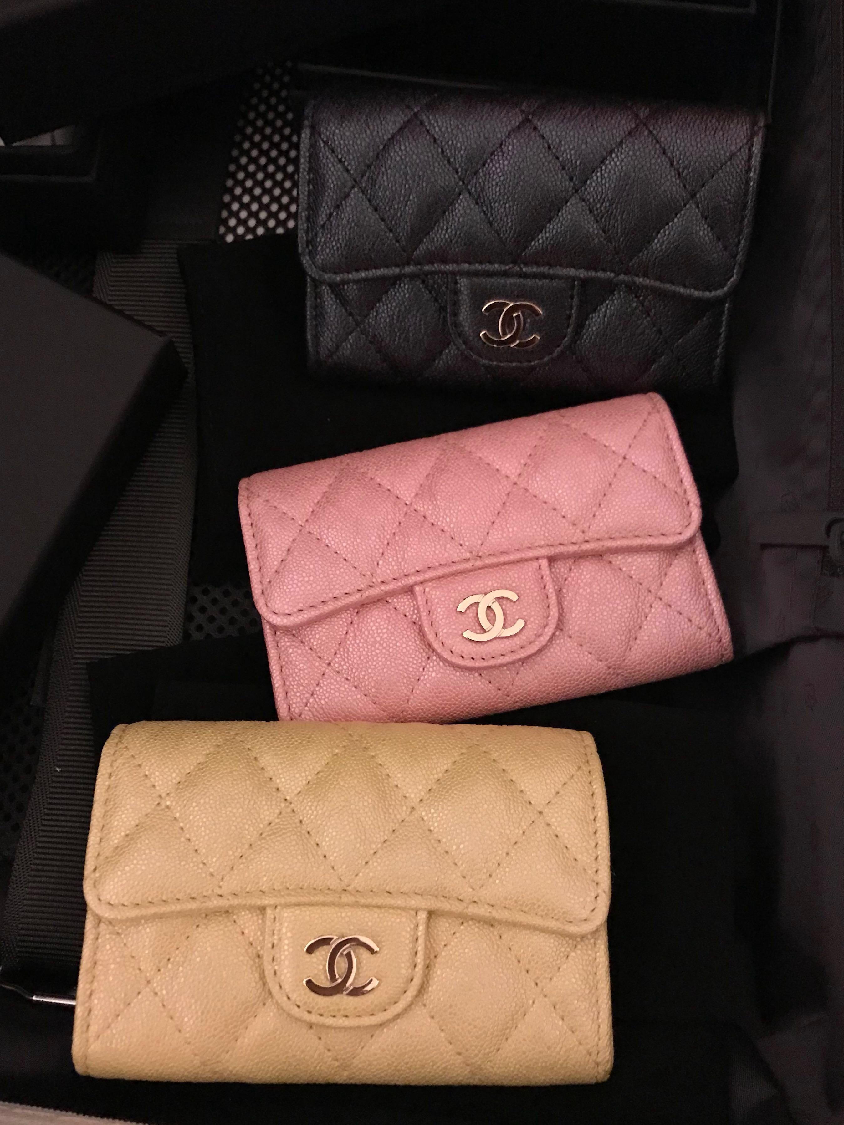 NIB 19S Chanel Iridescent Pink Caviar Classic Wallet on Chain Pearly C –  Boutique Patina
