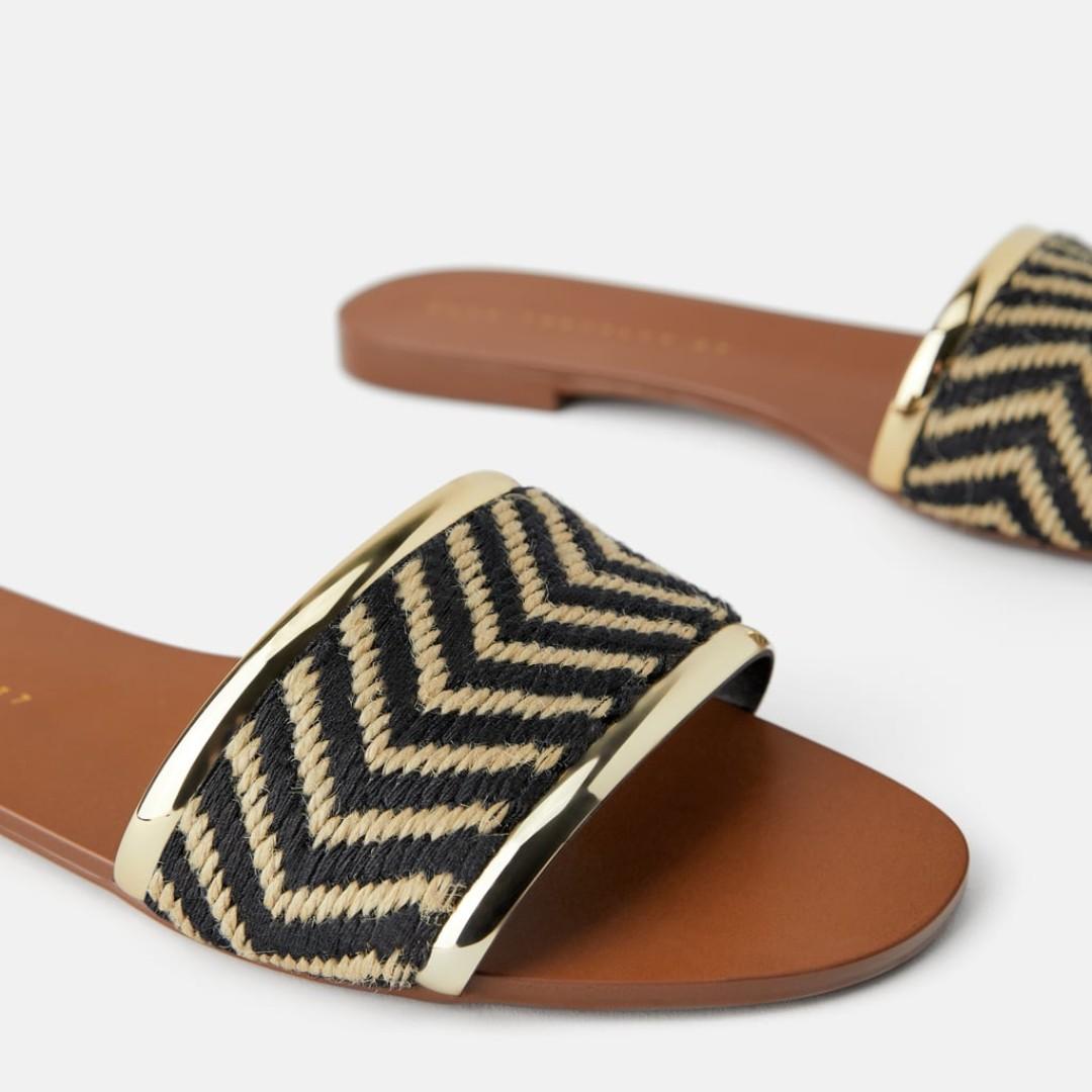 ZARA FLAT NATURAL SANDALS Women s Fashion Footwear Sandals on