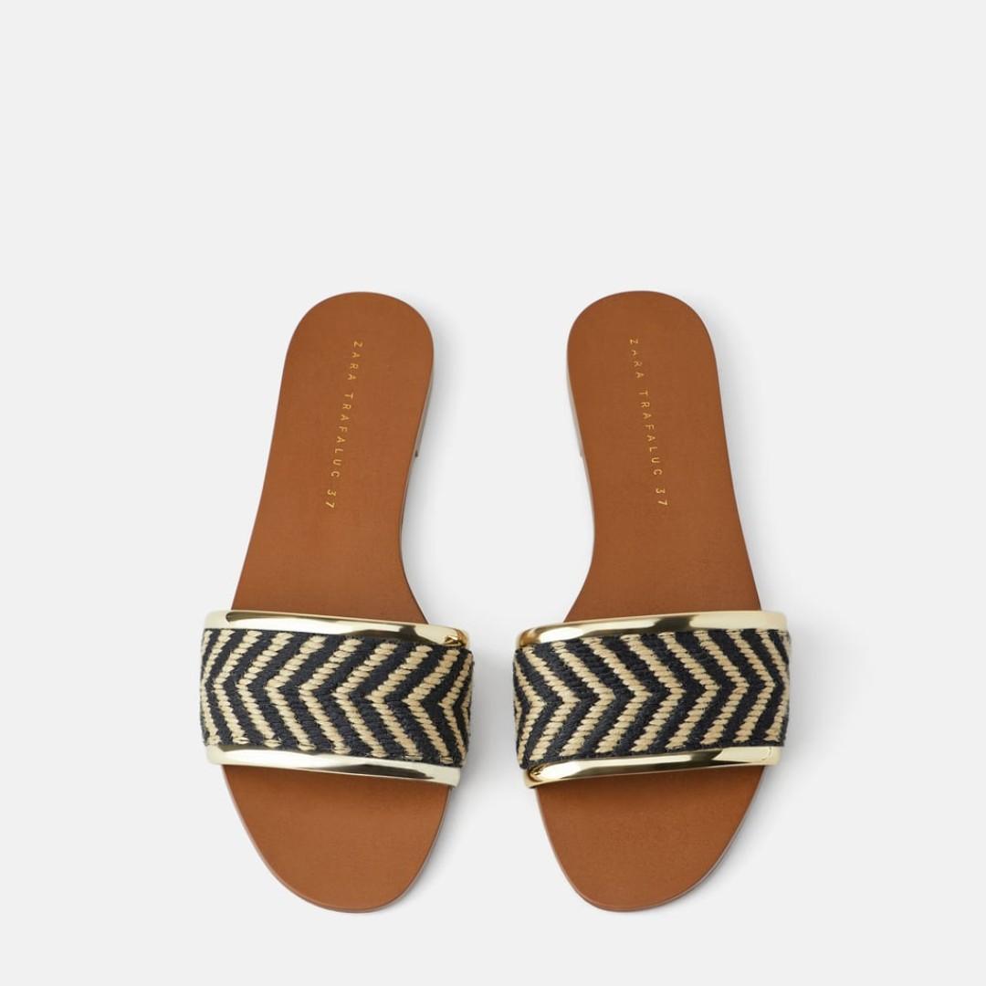 Zara flat 2025 natural sandals
