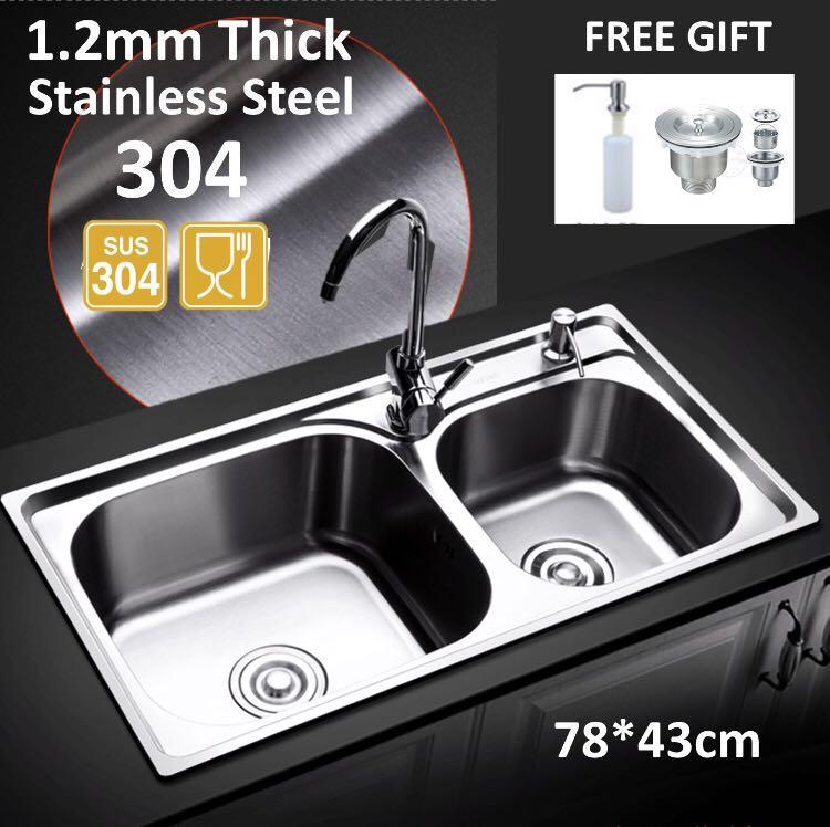 304 Stainless Steel Kitchen Sink Double Bowl Kitchen Sink Home Appliances Kitchenware On Carousell