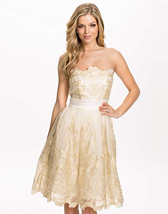 chi chi london white and gold dress