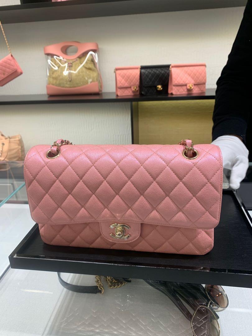 chanel iridescent pink small flap