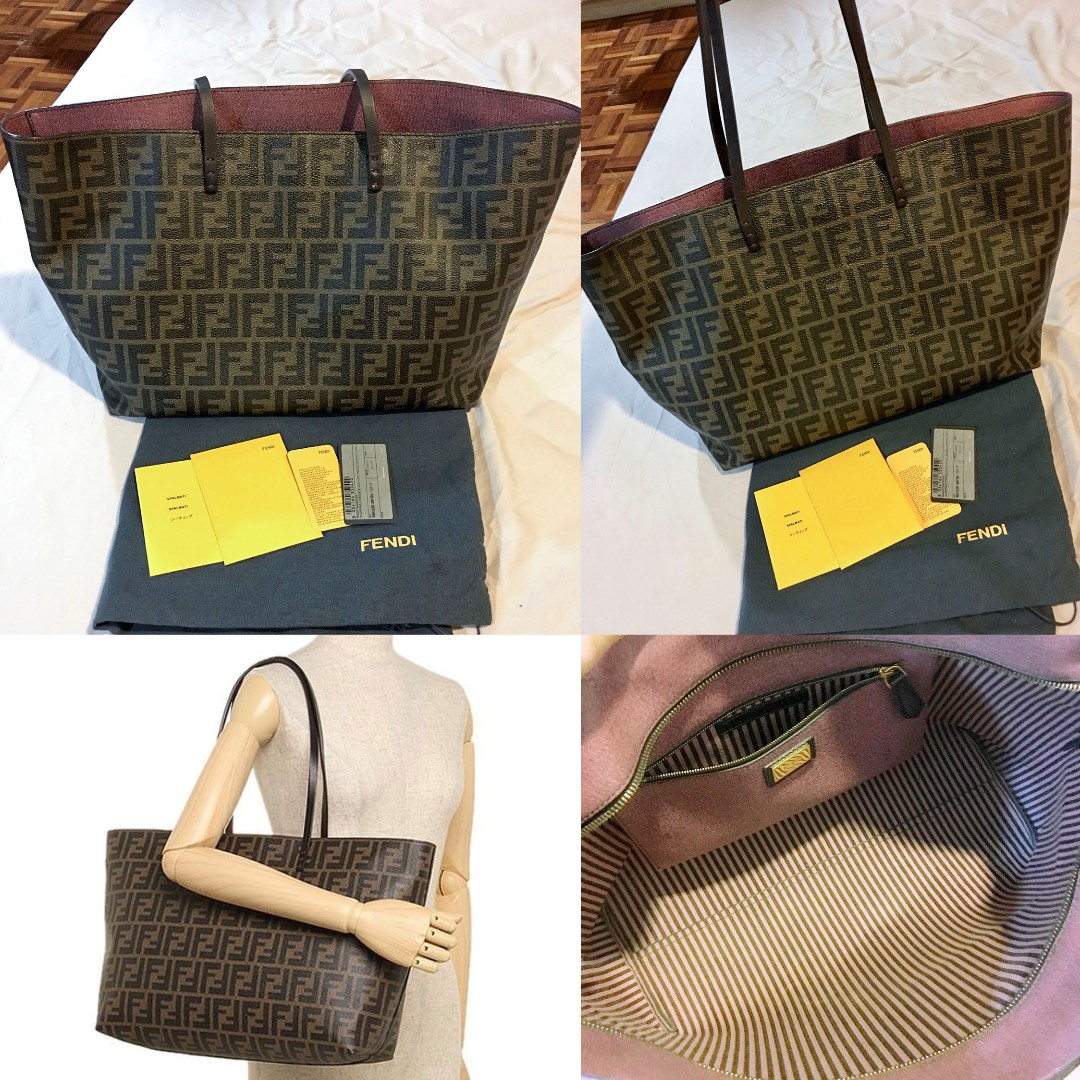 fendi zucca roll tote bag