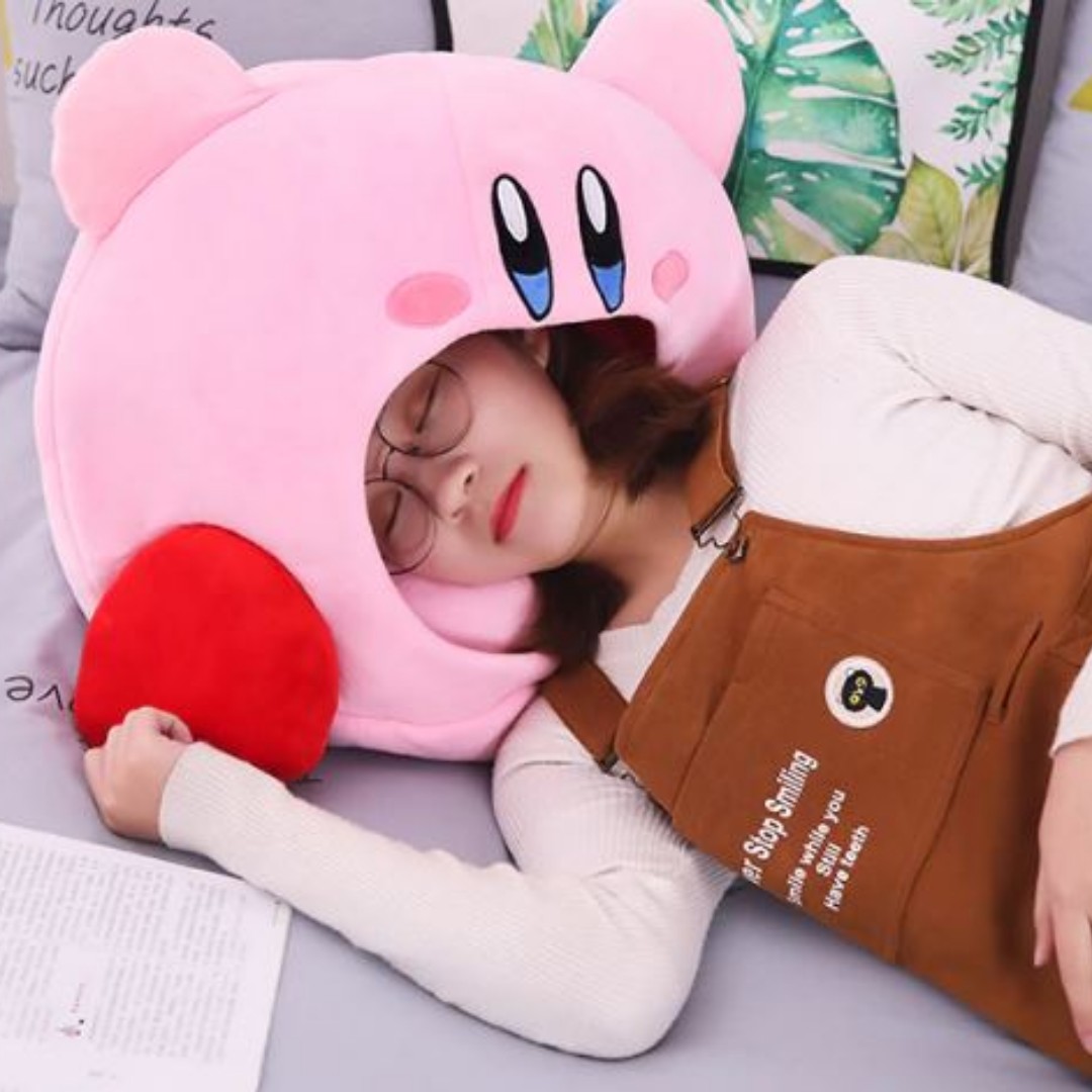 FREE DELIVERY] Fat Cute Round Pink Kirby Adventure Plush Headgear Pillow  Nap Toy, Hobbies & Toys, Toys & Games on Carousell