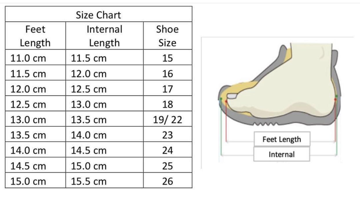 19 cm foot shoe size