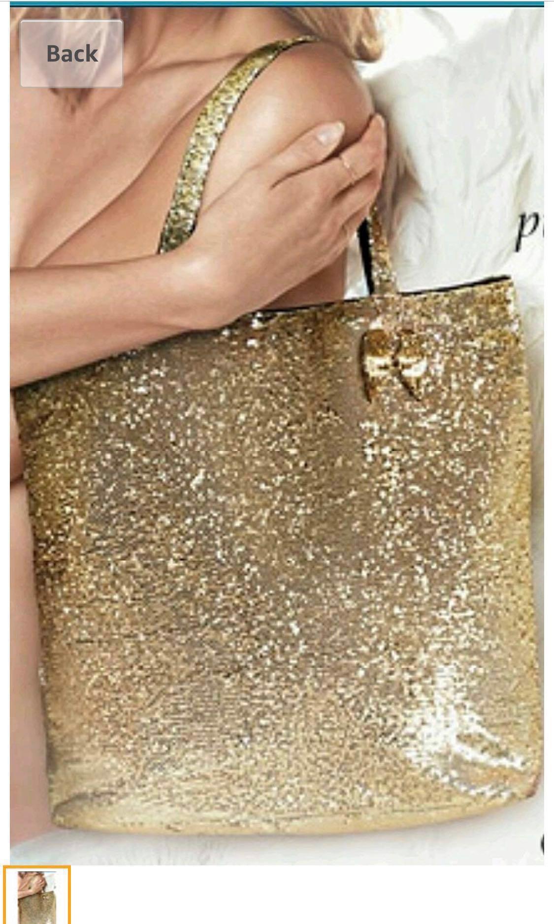 Best Victorias Secret Tote Bag Gold Glitter Limited Edition for