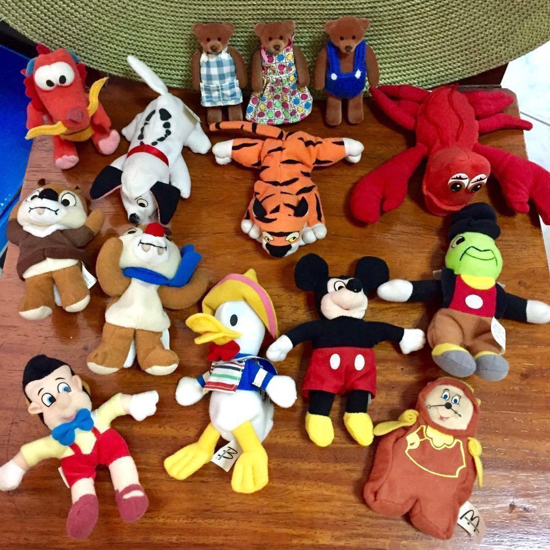 McDonalds Disney Collectibles (Category: Plushies & Soft Toys) located in Mandaluyong City. Submitted by kathe_a (Listing ID 215359429, Image 1). Description: EUC, No flaw, Some w/ Tag Per piece 50 each McDo Happy Meal plush toys Size: 4.5 - 6 inches AVAILABLE: ✅ Dalmatian ✅ Farmhouse Girl Fann Teddy Bear SOLD: ❌ Mickey Mouse ❌ Jiminy Cricket ❌ Mushu the Dragon ❌ Beauty and the Beast Cogsworth ❌ Sebastian the Crab ❌ Chipmunks ❌ Pinoccho ❌ Donald 