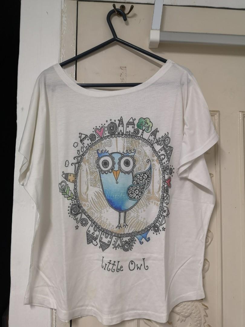 Pre Loved Little Owl Loose Top Women S Fashion Clothes Tops On Carousell