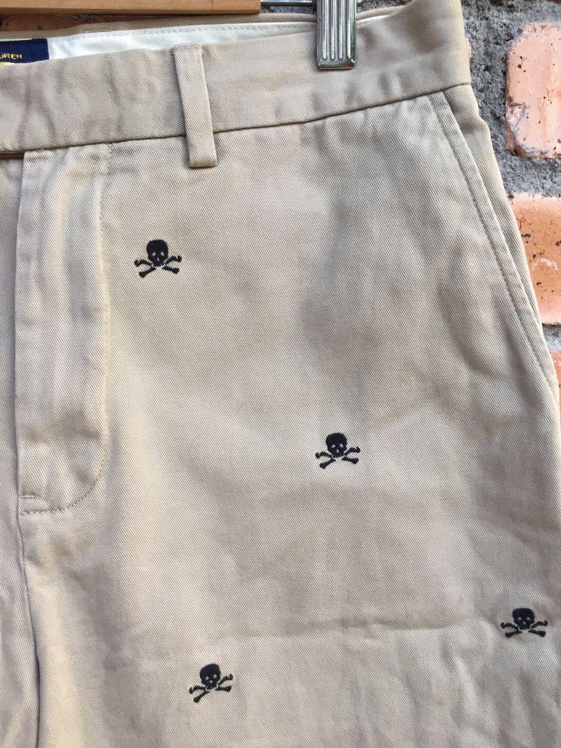 Rugby Ralph Lauren Skull Embroidery Khaki Shorts Size 32