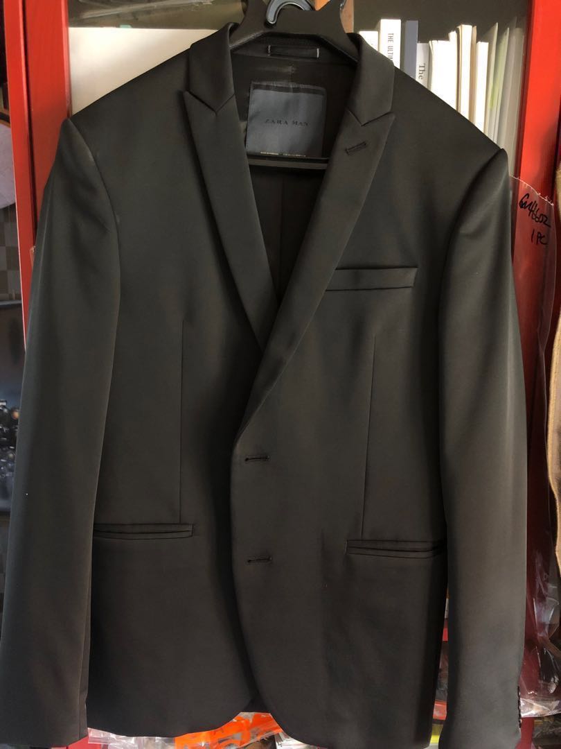 Zara Man Black Full Suit, Men's Fashion 