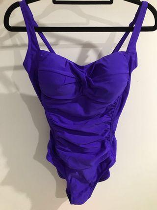 Purple stomach control one piece swimsuit