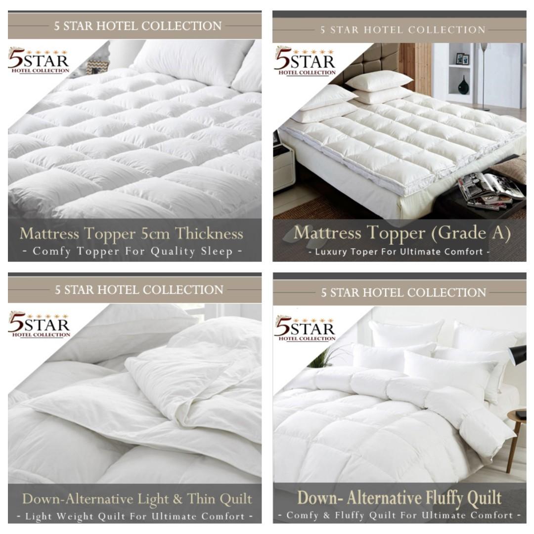 5 Star Hotel Collection Mattress Toppers Pillows Quilts