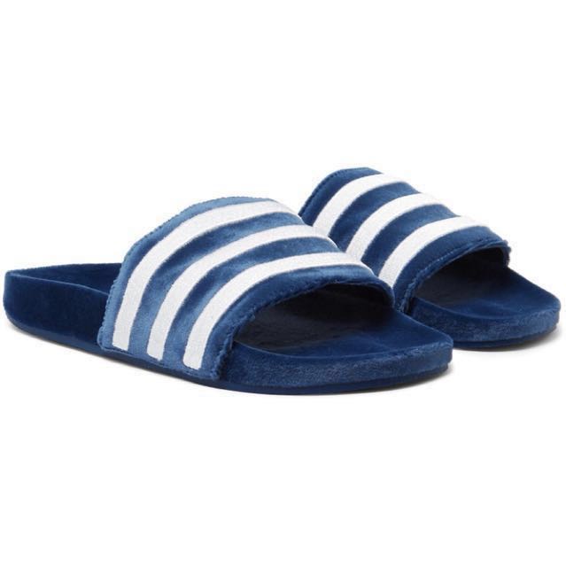 Adidas Limited Edition - Adidas Velvet slides, Men's Fashion, Footwear, Flipflops and on Carousell