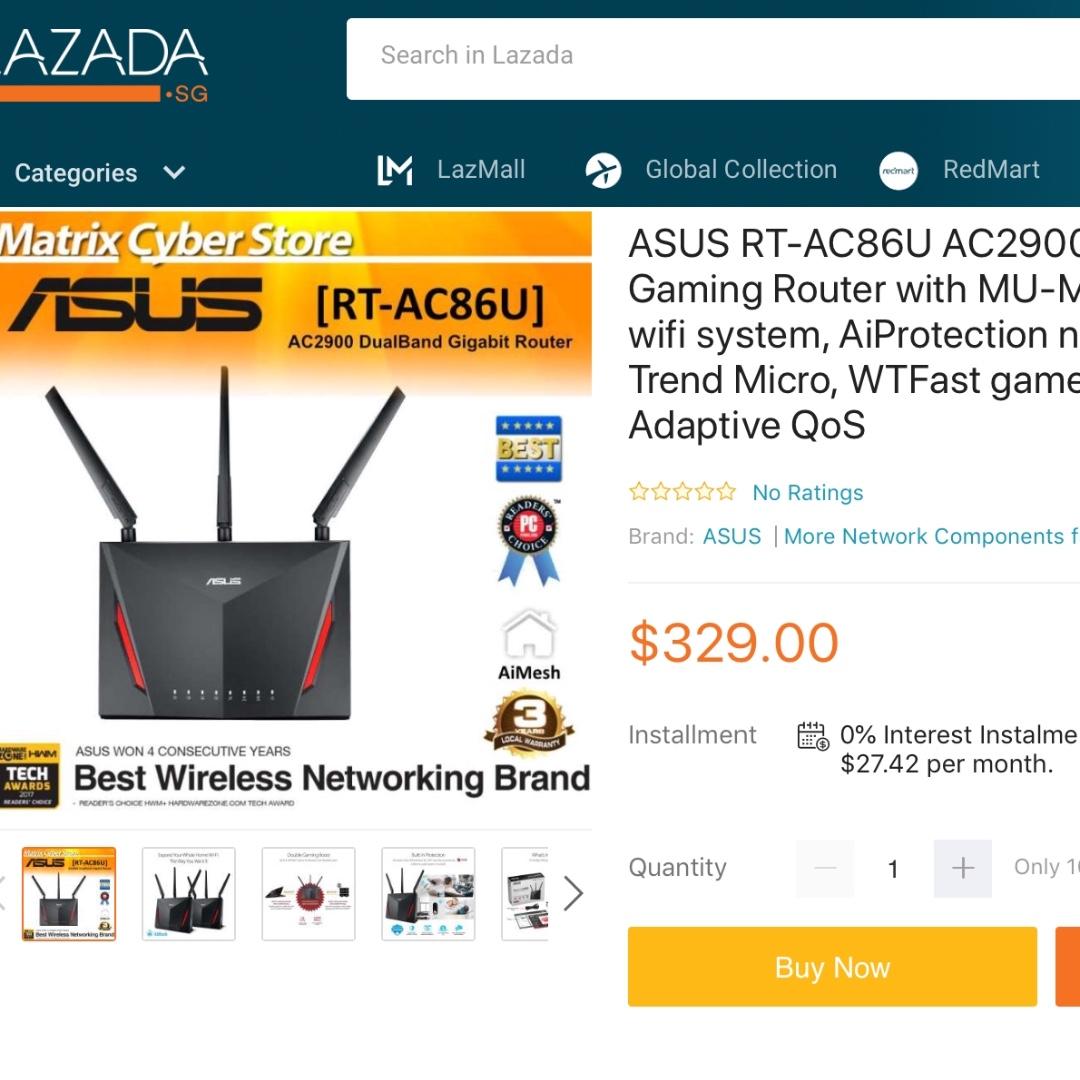 ASUS RT-AC86U EXTREME WIFI ROUTER EXTREME COVERAGE WITH TRENDMICRO ...