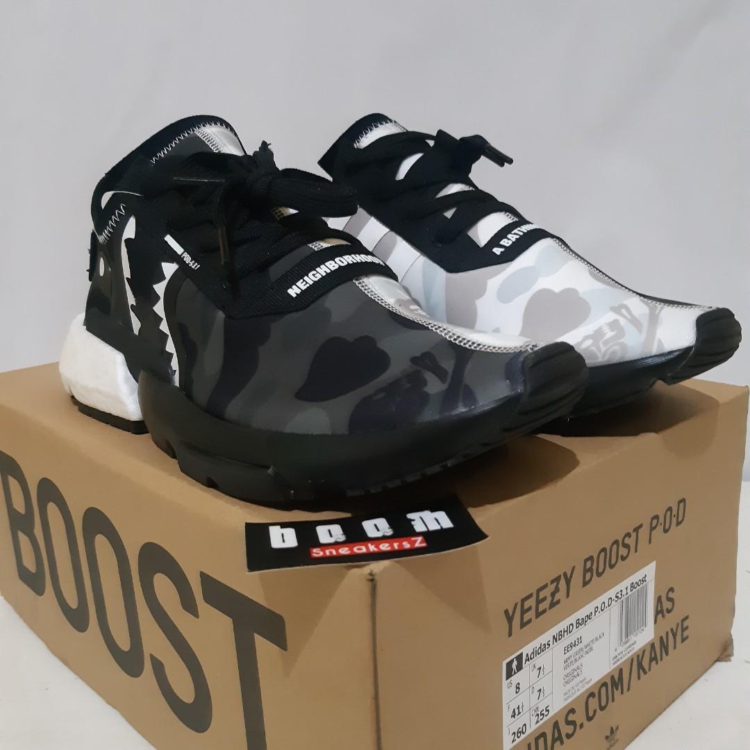 Bape x NBHD x Adidas POD S3.1 GOD VERSION, Fesyen Pria, Sepatu , Sneakers  di Carousell
