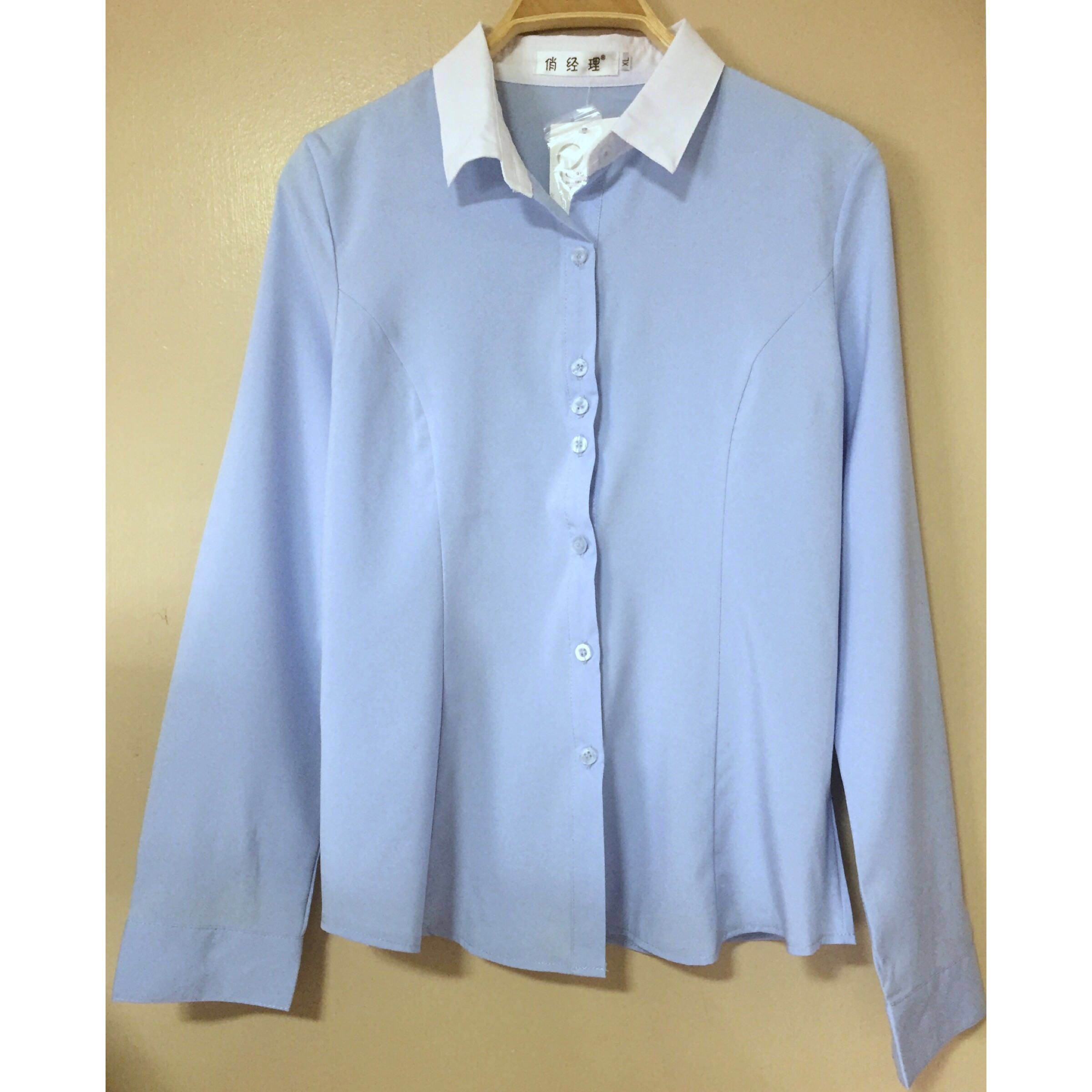 blue formal blouse